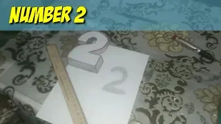 #3DDrawing #Number2 3D Trick Art On Line Paper, Floating Number 2