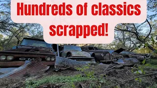 Texas Car Collection Crushed! 1930s to 1970s vintage cars & trucks scrapped! Ford, Buick, Packard +