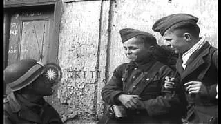 Military Police men questions two ten year old German soldiers in Imst Austria, d...HD Stock Footage