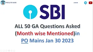 GA questions asked in SBI PO mains 2022 - 23 | SOURCE MONTH MENTIONED for each question | Cutoff