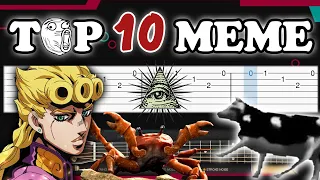 TOP 10 MEME Songs to Learn on Guitar tutorial (TAB)