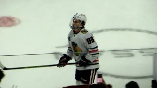 Connor Bedard during pre-game warm-up at the Blackhawks @ Senators game