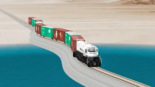 Impossible Snaked Rail Tracks vs Trains crossing - Beamng Drive