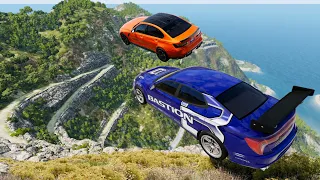 Expensive Cars High Speed Jump Crashes From BIG Mountain in Italy - BeamNG drive Epic Jumps