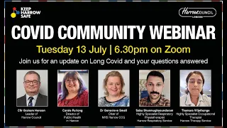 Harrow Council's Long Covid Community Webinar on Zoom, Tuesday 13 July