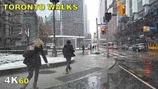 Downtown Toronto Snowfall Walk on Sunday, November 22, 2020 [ASMR]
