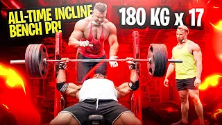 ALL-TIME INCLINE BENCH PRESS PR! 180 KG x 17!