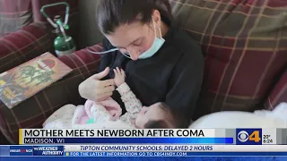 Mother meets newborn after giving birth in coma