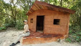 Rebuilding The Survival Brick Bushcraft Shelter In Wild , Start To Finish