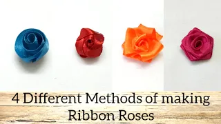Ribbon flowers (part -1) 4 Different Methods of Making Ribbon Roses