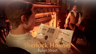 Sherlock Holmes | Baker Street Ambience [Rain, thunder, wind, clocks, fireplace, talkings, violin]