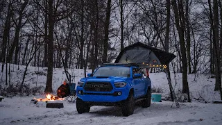 Camping In A Snow Storm With A Rooftop Tent On My Tacoma