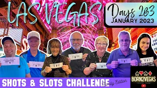 SHOTS & SLOTS CHALLENGE No.2 & HAND PAY DOWNTOWN FREMONT - Vegas Travel Vlog Day 2&3 - January 2023