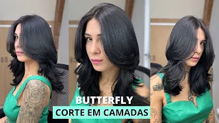 CORTE EM CAMADAS SOZINHA EM 5 MINUTOS - BUTTERFLY CUT | Por @jessicatthings_