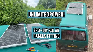 VW T4 CAMPER BUILD - EP3 (DIY Solar Panel Installation)