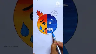 Hot 🥵 +Cold 🥶 Emoji Mixing Satisfying art #shorts #creativeart #satisfying