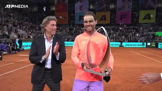 Rafa Nadal presented with trophy as 5-time winner bids emotional farewell to Madrid Open｜ATP｜Tennis