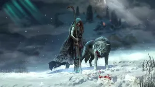 Warrior Women Standing With Wolf In Snow Mountain | 4K Live Wallpaper | Anime Live Wallpaper