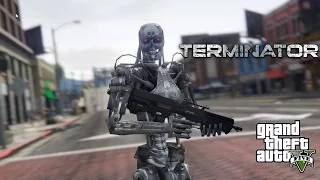 TERMINATORS destroying Los Santos???!! GTA V mod video!