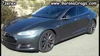 2015 Tesla Model S P85D Drag Racing Match Race Madness Barona Drag Strip 11-28-2015