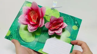 Water Lily & Dragonfly - 3D Pop Up Greeting Card