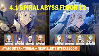 SPIRAL ABYSS 4.1 Floor 12! Ayato International & Neuvillette Hyperbloom + Baizhu!