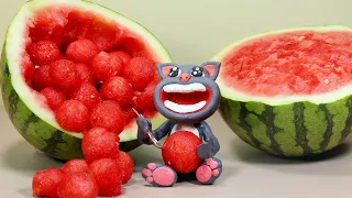 MUKBANG Giant Watermelon Challenge | Talking Tom In Real Life