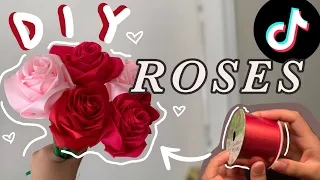 TIKTOK RIBBON ROSE FLOWER TUTORIAL ~ valentines day gift idea ♡