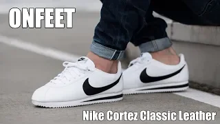 Nike Classic Cortez Leather "WhiteBlack" (749571-100) Onfeet Review | sneakers.by