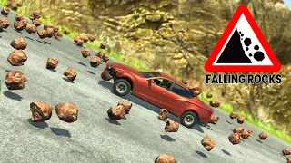 BeamNG Drive - Cars vs Rockslide (800 Rocks)