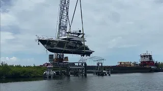 Yacht Removed From Yard months after Hurricane Ian in Cape Coral Florida