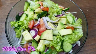 AVOCADO SALAD WITH CUCUMBER,LETTUCE AND TOMATO/ HEALTHY SALAD RECIPE/ EASY SALAD | Kitch-Jen Ph