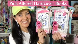 Two Pink Altered Books featuring Toppers made from Tissue Boxes - Flip Through Video