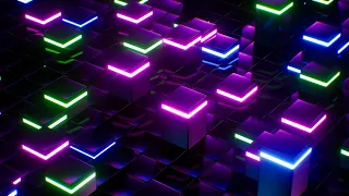 Glowing Neon Light Square Sticks Screen Saver Background on a Seamless VJ Loop