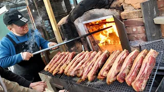 Woodcutter grandfather’s wood-grilled pork belly, Korean street food