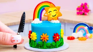 Sky Rainbow Cake ⛅🍩 Awesome Miniature Rainbow Cake Decorating By Sweet Bakery