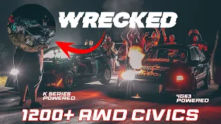 2 AWD CIVICS HEAD TO HEAD ENDS IN A INSANE WRECK!!!