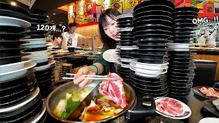 I ate 120 plates! Building a tower with Thai all-you-can-eat Shabu Shabu