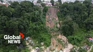Drone video shows aftermath of deadly landslide in Brazil’s Amazon