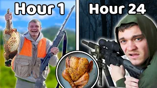 Eating Only What I Hunt for 24 Hours! (i almost starved)