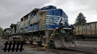 Wrecked NS 4001 Back on Track After Derailment, With NS 1036 & Norfolk Southern Trains