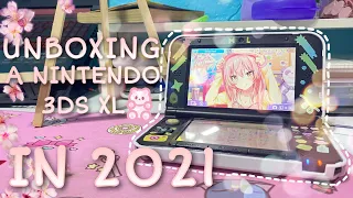 unboxing a nintendo 3ds xl old in 2021 || unbox with me! 🌸 + animal crossing new leaf gameplay 🍃
