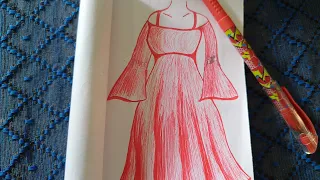 A Simple Dress Design Drawing || Mousomi Sultana