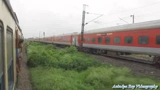 Parallel action in Indian Railway :  Sealdah Rajdhani chased by EMU after overtake