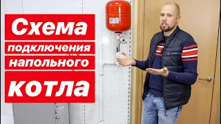 Схема подключения, обвязки напольного газового котла.