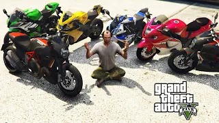 GTA 5 - 🔥 Stealing 2021 Luxury Super Motorcycles with Trevor! (Real Life Bikes #01)