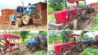 SONALIKA DI-35 Stuck in Mud Badly Pulling by Mahindra 575 DI XP PLUS Tractor | tractor videos