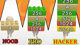 2048 Brick Runner | Noob vs Pro vs Hacker in 22048 brick runner gameplay android, iso new update