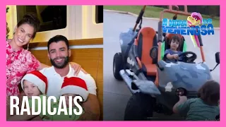 Filhos de Andressa Suita e Gusttavo Lima são vistos dirigindo buggy