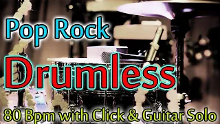 Slow Backing Track for Drummers | pop rock drumless with click & guitar solo 80 bpm